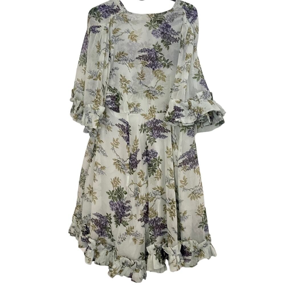 ByTimo Ruffle Chiffon Wallpaper Floral Print Mini Dress Size Large NWT - Picture 4 of 7